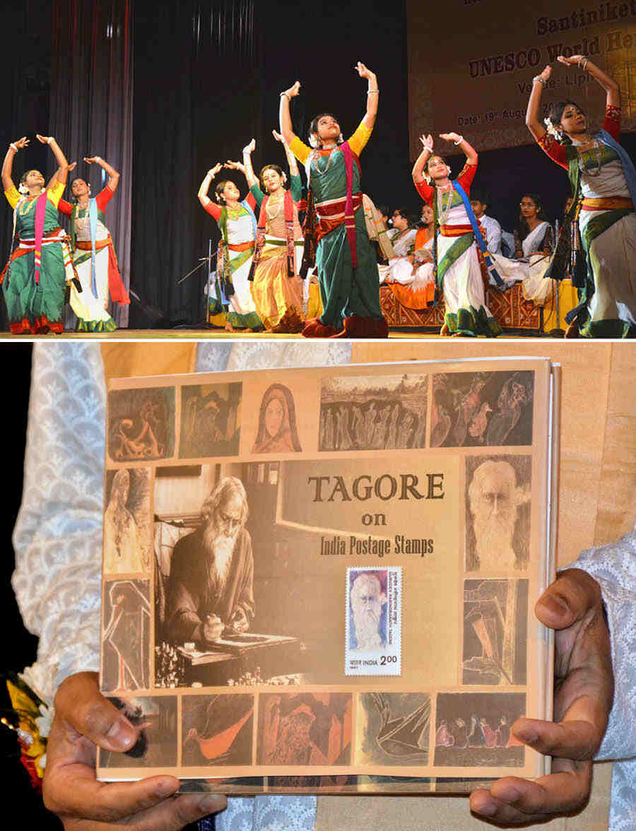 Chief postmaster general, West Bengal Circle, Niraj Kumar inaugurates a special cover and picture postcards on heritage buildings of Visva-Bharati at Lipika auditorium, Santiniketan, on August 19 to honour and celebrate the inscription of Santiniketan on the UNESCO World Heritage List by the World Heritage Committee in 2023 