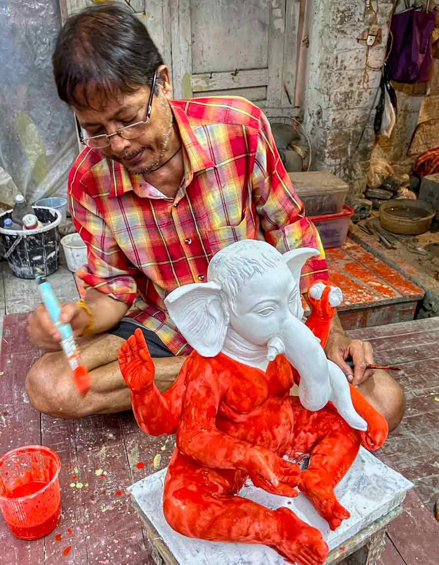 Ganesh Puja preparations go on in full swing at Kumartuli. It starts from September 7 this year 