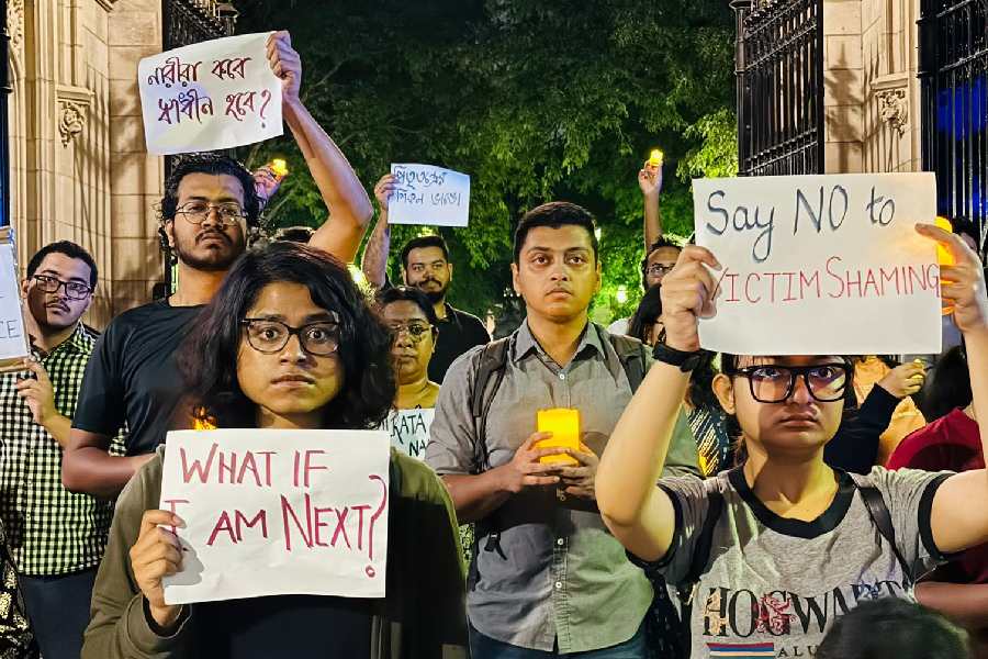 The protesters take a firm stand against 'victim blaming'. 