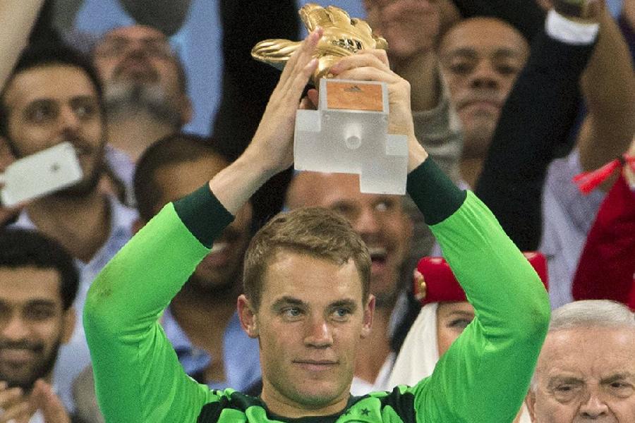 Manuel Neuer with the Golden Glove in 2014 FIFA World Cup