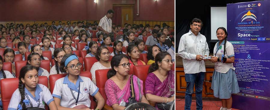 Birla Industrial and Technological Museum, Kolkata, presented a popular talk ‘Life in Outer Space’ by Saikat Kumar Basu, research director, PFS, Lethbridge, Canada, for schoolchildren on Thursday as the nation celebrates the maiden National Space Day with the theme ‘Touching Lives while Touching the Moon: India's Space Saga’