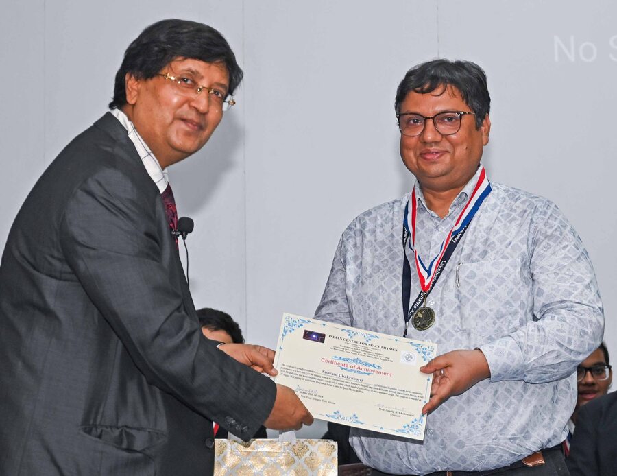 LSA, which has been taking part in the competition since 2011, won it for the sixth time with Subrato Chakroborty being the common guiding factor for the students every time. Sandip K Chakrabarti, the director of Indian Centre for Space Physics, felicitated all 12 students and their teacher (in picture). Meena Kak, the director of LSA, said: ‘This is the sixth time that LSA has won this prestigious competition. It speaks louder about the grooming and learning that the students receive in this academy. The students and the mentor have put across dedication and hard work to achieve this victory. It is proved again that the holistic learning that the school provides has been instrumental in preparing the students for an international presence’
