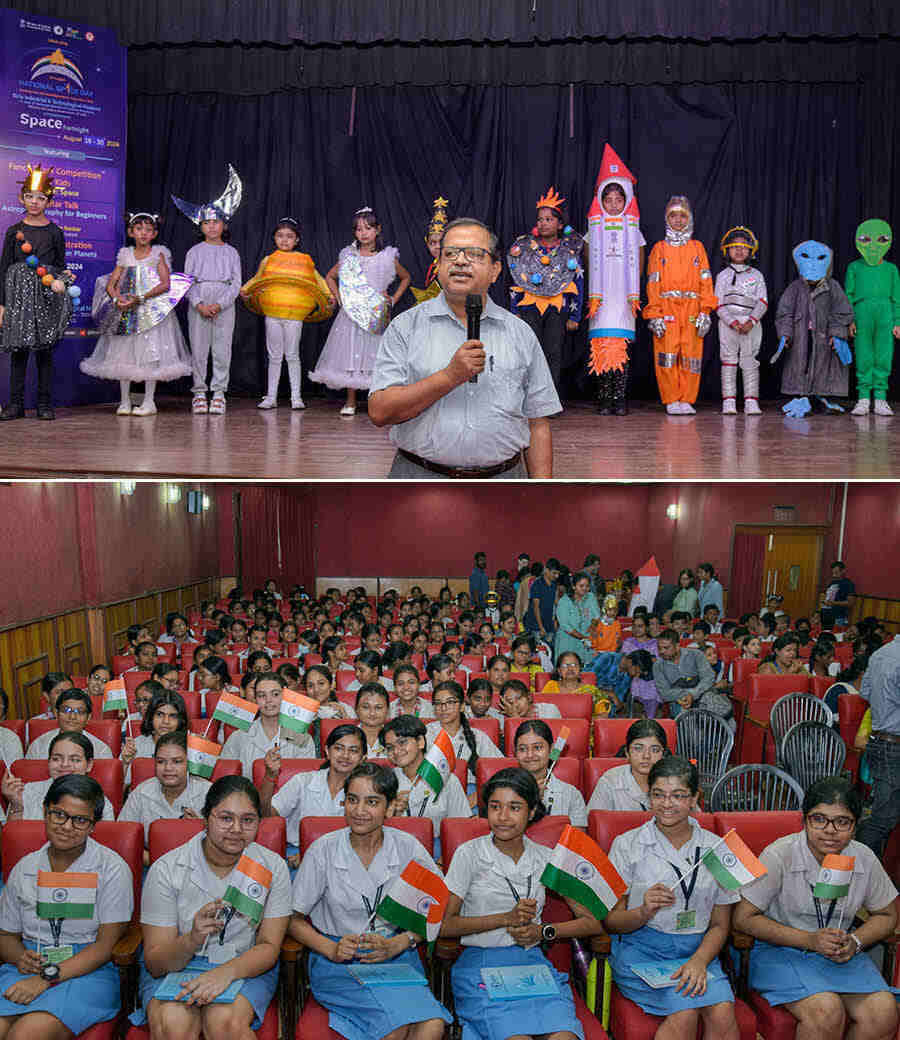 As part of the National Space Day celebrations at Birla Industrial and Technological Museum, schoolchildren had an immersive time taking part in fancy dress competition on ‘space’, attending popular talk show ‘Astrophotography for Beginners’ by astronomy enthusiast Anupam Naskar, a live demonstration ‘Weather on Other Planets’. The events continue till August 30 