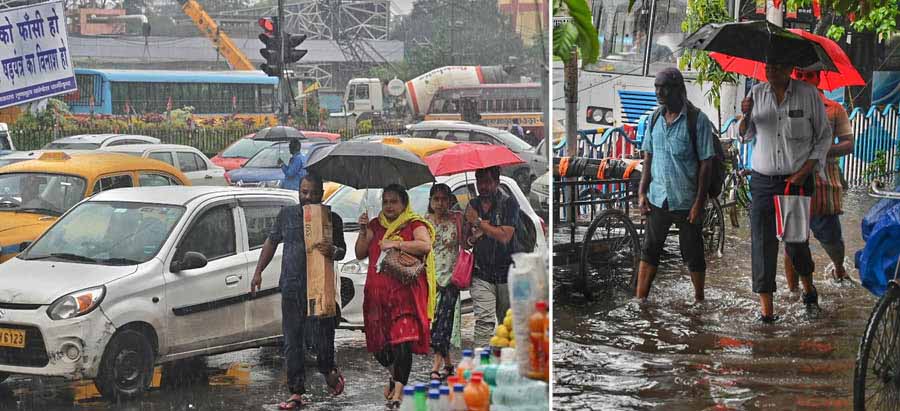 Commuters near Central Metro station had a trying time negotiating Chittaranjan Avenue after it was left waterlogged on Saturday afternoon 