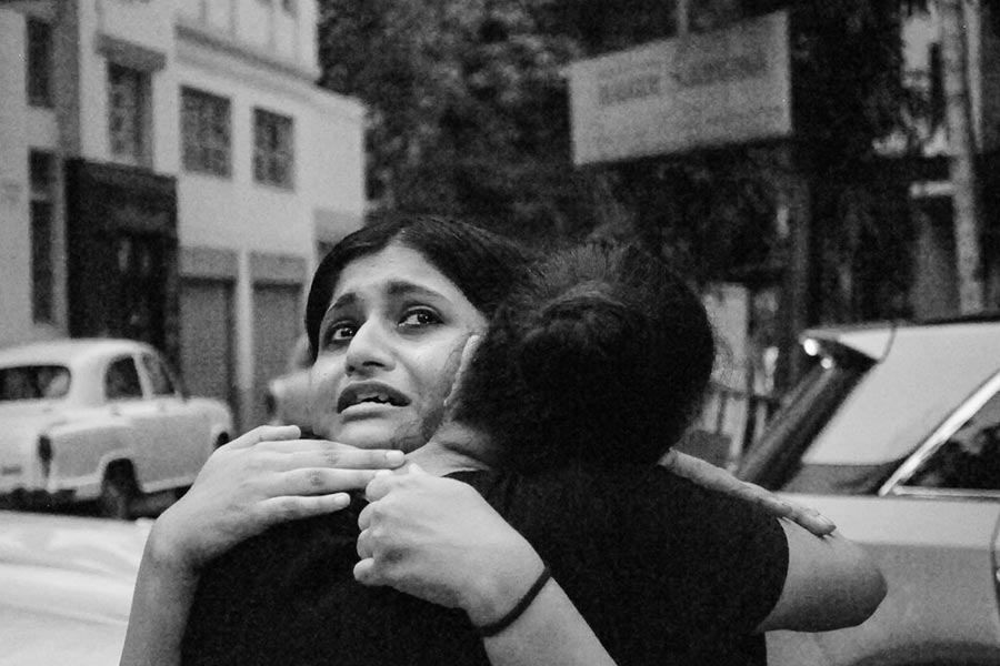 Jhil in the midst of a scene of 'Jhamela' the play 