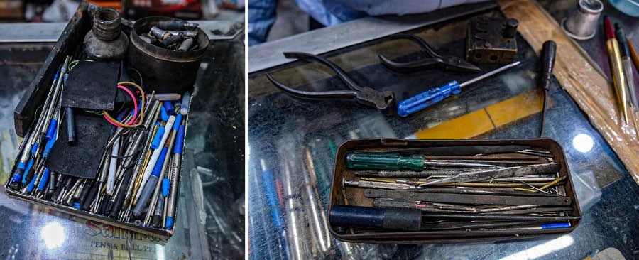 The Pen Hospital has seen a rise in customers seeking out the unique charm of fountain pens. The shop’s collection reflects this renewed interest, showcasing pens that have withstood the test of time, including some that are over a century old, featuring iconic brands like Waterman, Sheaffer, and Parker. Picture above shows instruments for surgery, pen repairing 