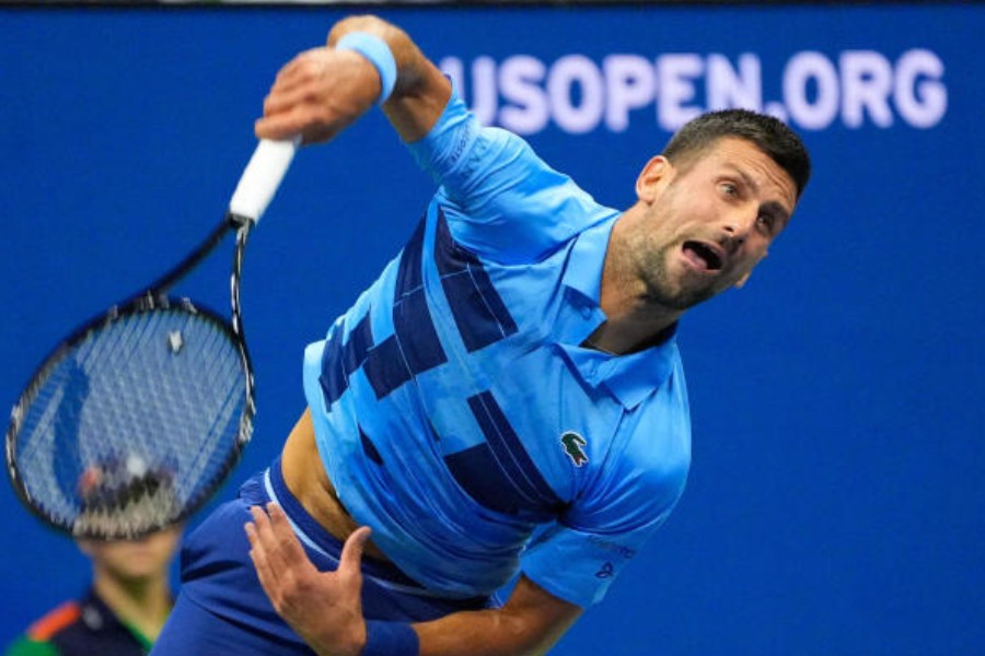 Novak Djokovic during his second-round match against compatriot Laslo Djere at the US Open on Wednesday. This was the Serb’s 90th win at the US Open