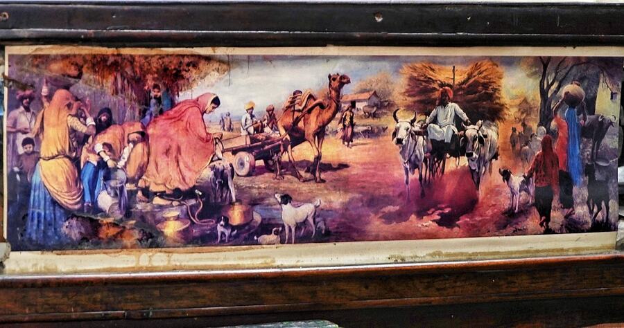 Then, Kunjabihari Chatterjee started experimenting. At another funeral, he again took photographs. This time, he developed the photographs himself to show what a ‘picture of death’ actually looks like. This is how the journey of C. Bros started. (Above) An old restored picture of rural India displayed at the shop