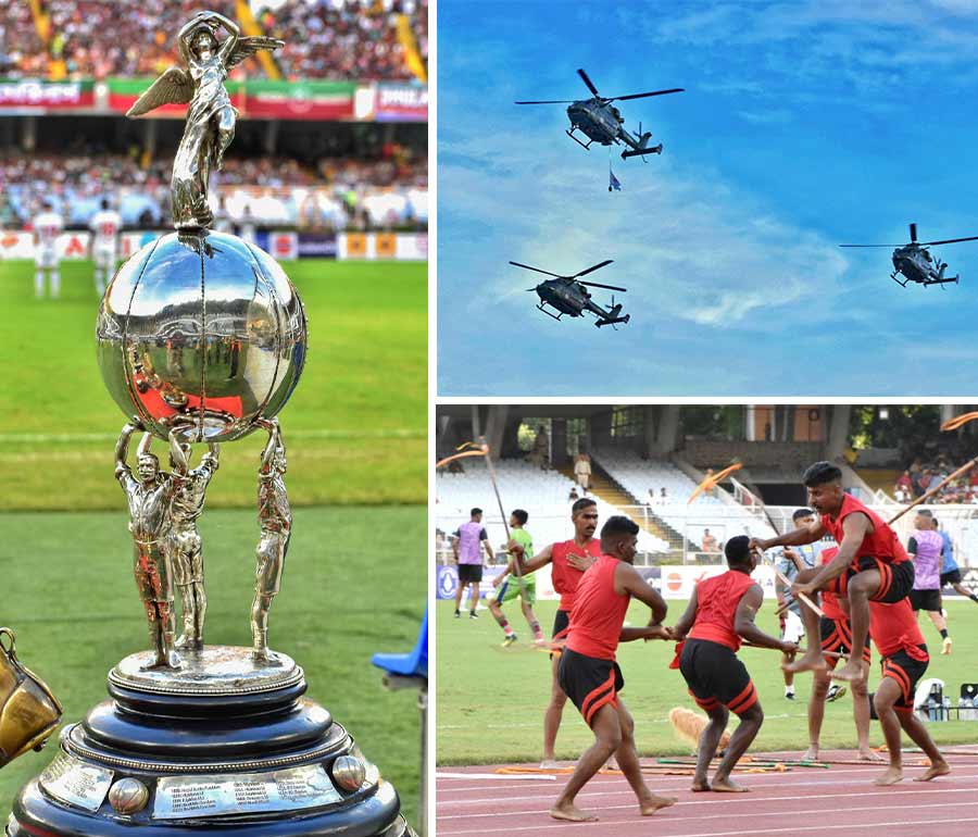 A fly-past by Indian Army Cheetah helicopters and a martial arts show were part of the inaugural programme before the final match between Mohun Bagan Super Giants and North East United FC of the 133rd Durand Cup at Salt Lake Stadium on Saturday
