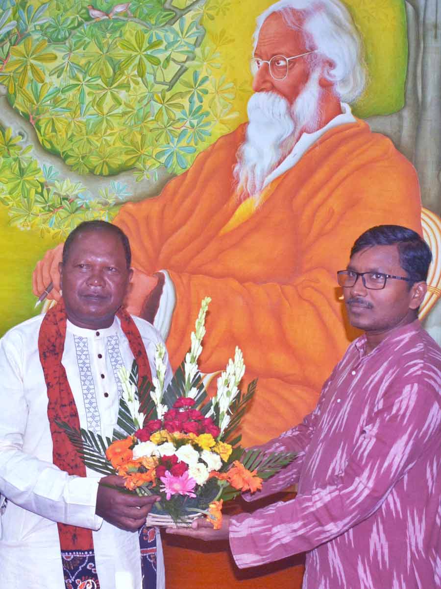 Binoy Saren assumes the charge of the officiating vice-chancellor of Visva-Bharti at Santiniketan, Bolpur