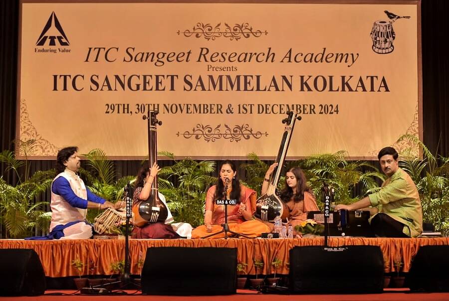 Anagha Bhat, a disciple of Pandit Ulhas Kashalkar on whom the ITC Sangeet Sammelan 2024 was conferred on the opening night, gave a stellar performance