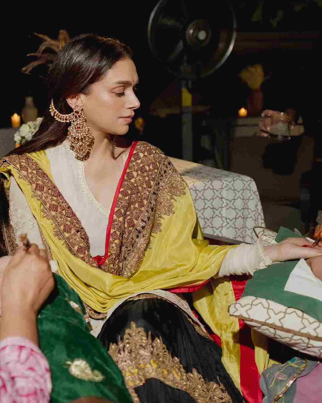 Aditi Rao Hydari also shared a picture of mehendi being applied to her palms