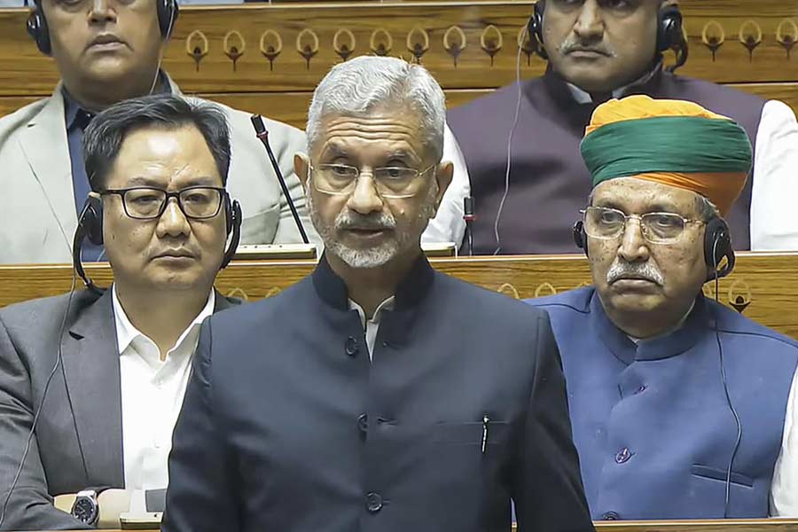 External Affairs Minister S. Jaishankar speaks in the Lok Sabha during the Winter session of Parliament, in New Delhi,