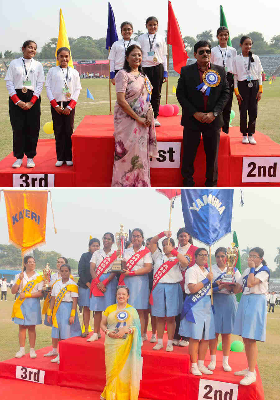 Around 2,300 students of Ashok Hall Girls’ Higher Secondary School, including those from underprivileged background, took part in the annual sports day at Rabindra Sarobar Stadium on Wednesday, December 4. Aloke Mukherjee, former international footballer and chief coach of the Indian football team, was the chief guest for the day