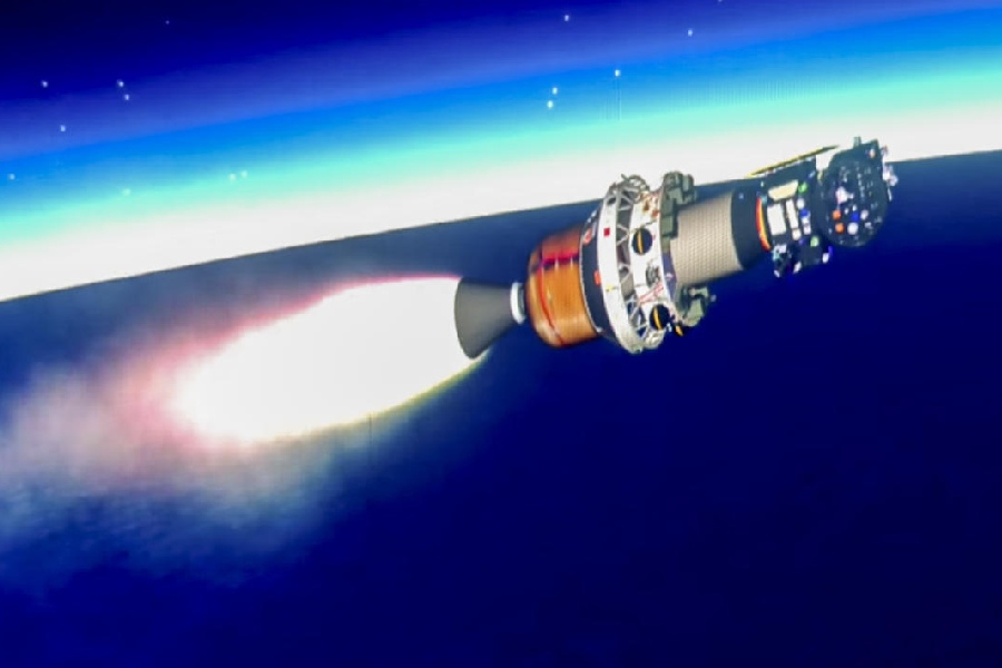 ISRO's launch vehicle PSLV-C59 with Proba-3 spacecraft after its launch from Satish Dhawan Space Centre. PTI