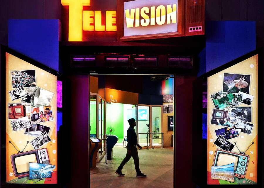 The bright entrance of the television gallery seems inviting for the young and old
