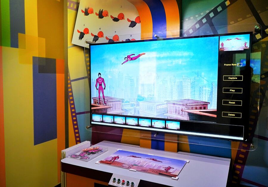 Tape a Tale,  Stopmotion animation kiosk, a patented technology developed to make physically manipulated non-drawn objects appear to move on their own to create an animated story