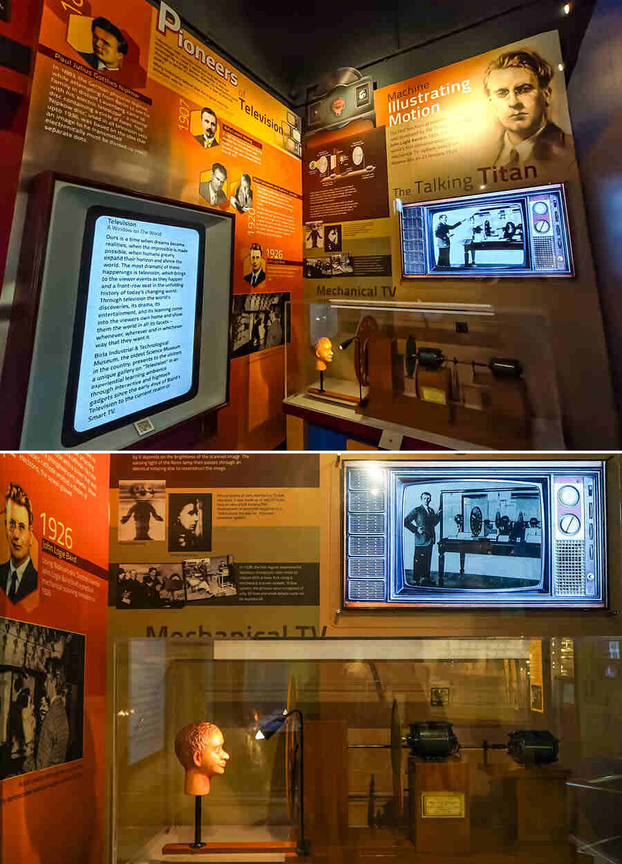 A working model of mechanical TV with AI-generated talking imaginary of John Logue Baird.