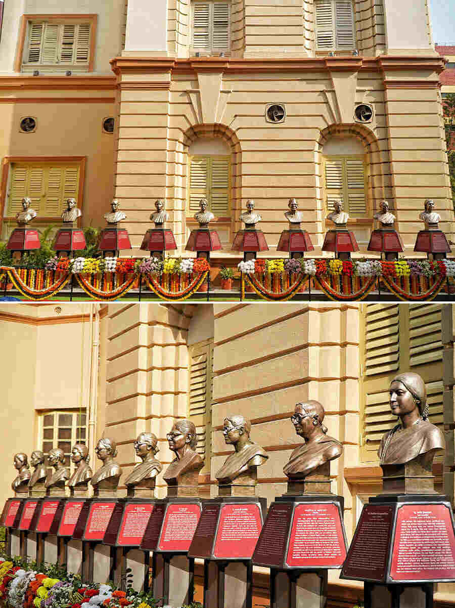 Fibre-glass-reinforced busts at the Ballygunge museum featuring the life and works of the following acclaimed Indian women scientists and their contribution to science