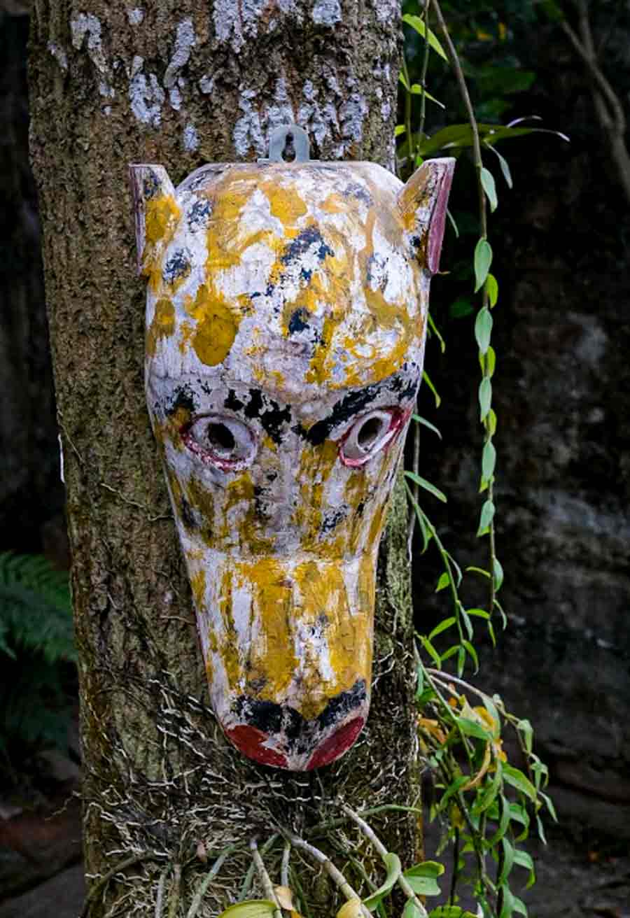 Tamal Bhattacharya and Arpita Bhattacharya travel far and wide to add interesting art pieces to their personal collection. The animal from wood mask (above) is also from Studio Calyx’s personal collection that was sourced from Kushmandi in Dakshin Dinajpur of West Bengal and has been exhibited