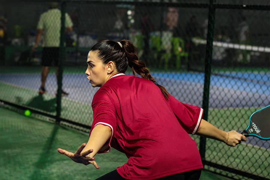 Danielle Jones, director & hair colour artist at The Bridgette Jones Fashion Salon, walked away with the women’s MVP award after a unanimous vote. Having a tennis background, Danielle has only played pickleball for three months. “The smaller court demands precision. The pace of the dink game and the paddle, which feels more like an extension of your hand, took some adjusting. I had to unlearn certain habits, especially with my footwork and the way I approach the net. My tennis instincts helped me get a head start,” she said 