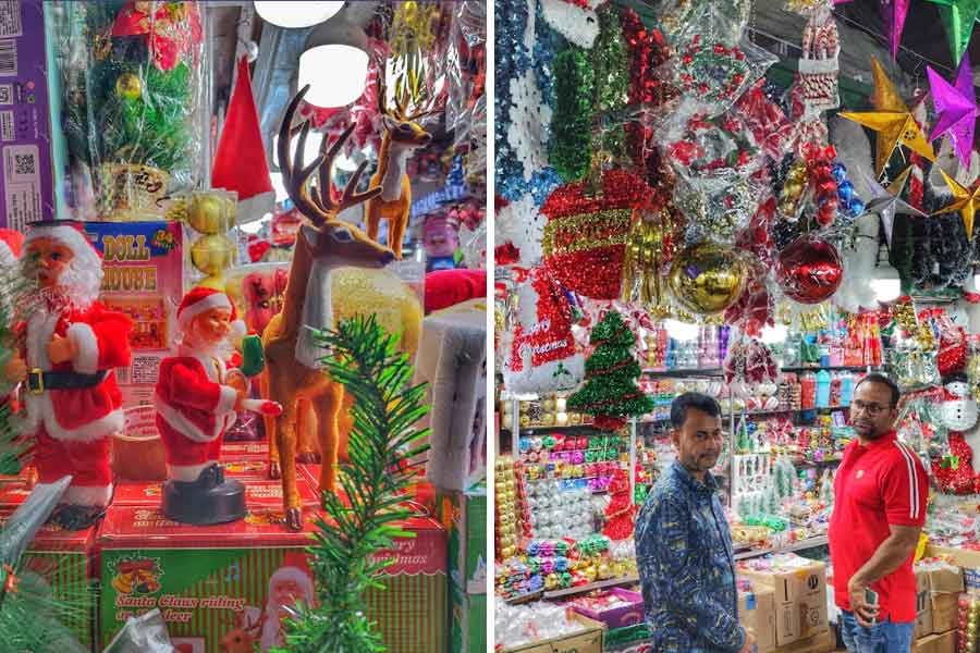 Shops in New Market have stocked up well with all kinds of Christmas decors and props  