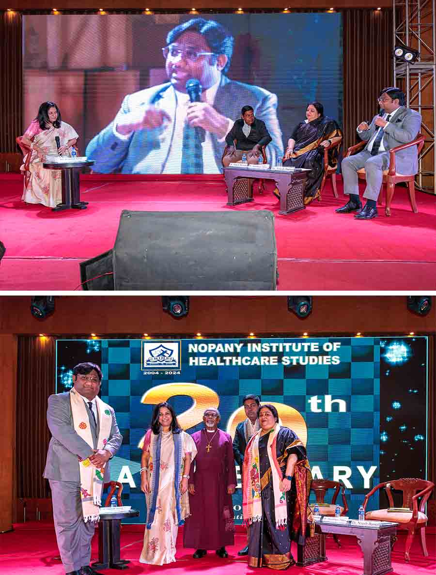 The long list of programmes curated for the two-decade celebrations included an engaging panel discussion on ‘Physiotherapy Education 2.0: Defining Excellence for Tomorrow’s Professionals’. The panel comprised Dr Nitesh Bansal, Dr Shambhovi Mitra and Dr Amrit Biswas. The discussions were moderated by Dr Shabnam Agarwal. The panelists were felicitated by Reverend Bishop P.S.P. Raju