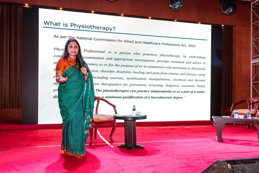 Dr Ruchi Varshney was invited to speak on The Impact of Physiotherapy on Global Health: A Critical Perspective. She started off by defining physiotherapy in accordance with the National Committee for Allied and Healthcare Professions Act 2021