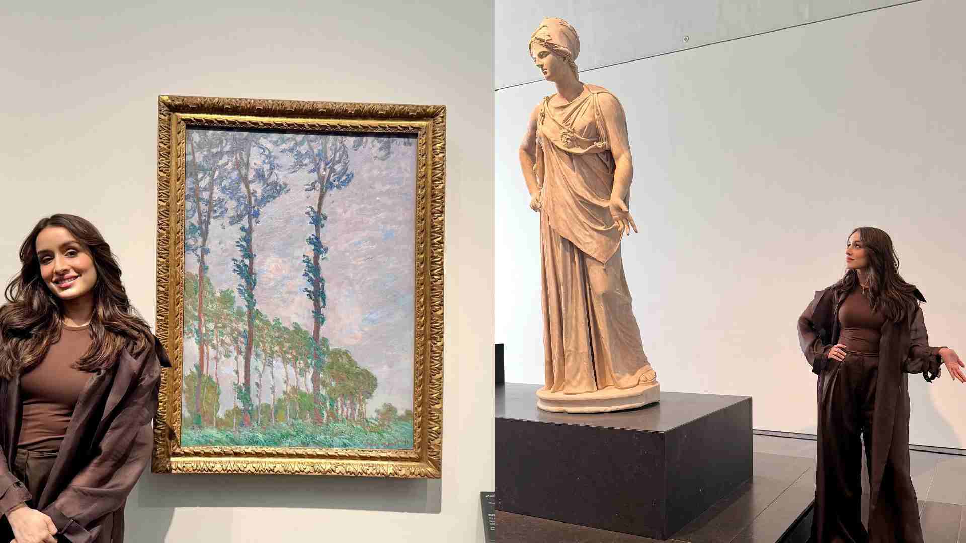 Shraddha posed beside paintings and statues at the Louvre Abu Dhabi.  
