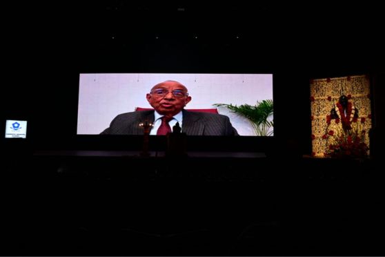 Bharat Hari Singhania, Chairman, Lakshmipat Singhania Education Foundation addressed the gathering through a video message.