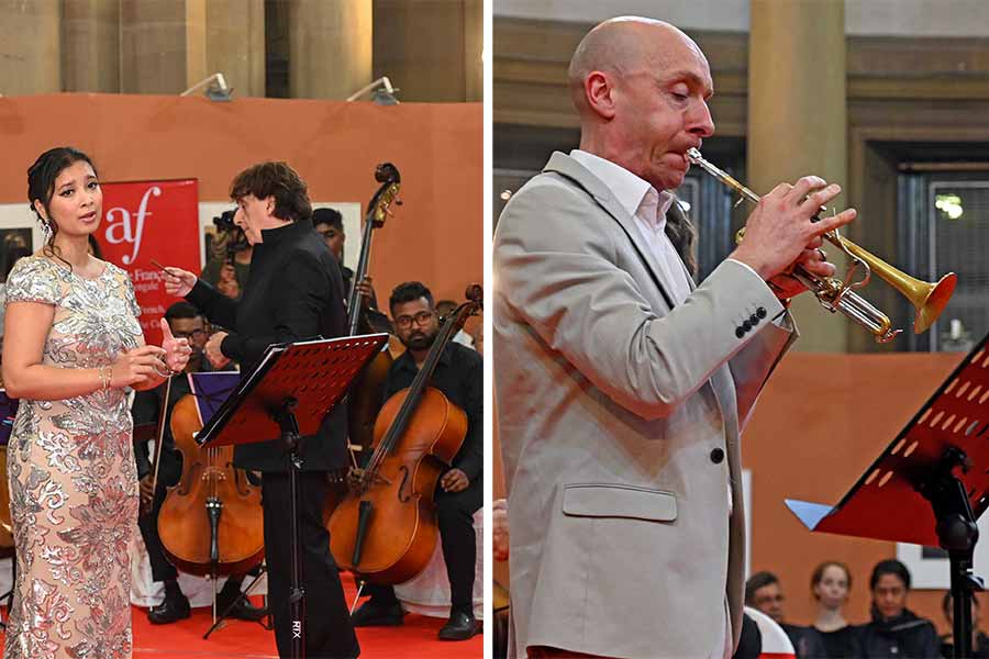 The evening was made more memorable by the presence of (left) soprano Cheryl Bains and (right) trumpet player Jean-Baptiste Arnold, both of whom are acclaimed international artistes