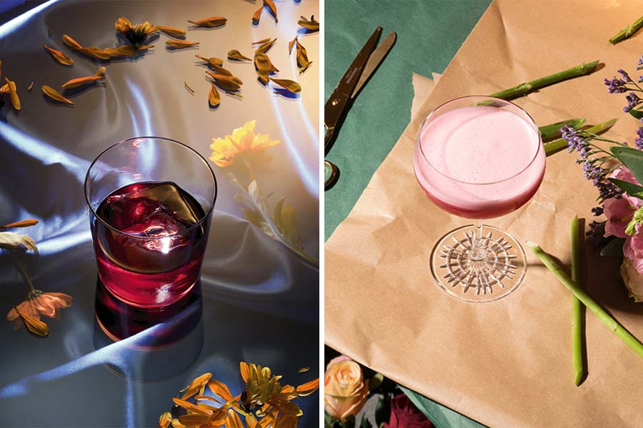 Pomegranate Meadows and Birch Raspberry cocktails