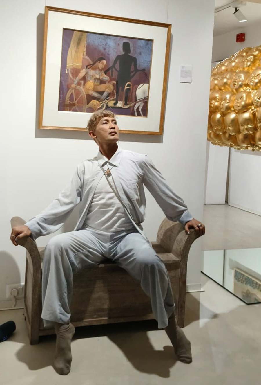 Shahrin Johry from Singapore, who embodies the movement of various cultures through his body — from Bharatanatyam, Javanese and Balinese to ballet and contemporary dance — performs against the backdrop of a Ganesh Pyne creation 