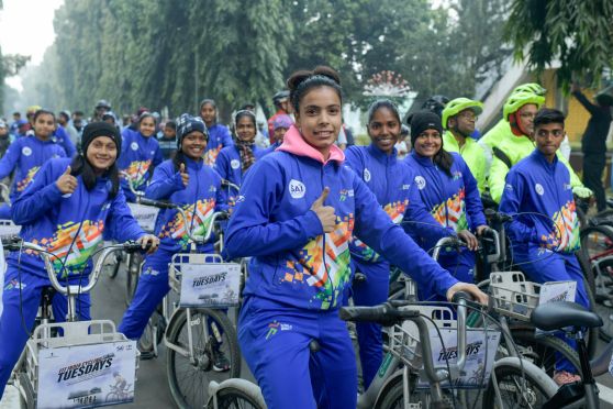 Sushmita Singha Roy with cycling enthusiasts marking a significant milestone in promoting a healthier and greener nation.