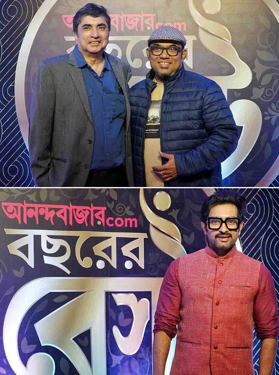 Filmmaker Anik Datta and singer Raghav Chatterjee smile for the cameras while (below) actor Jeetu Kamal looked dapper in his desi look