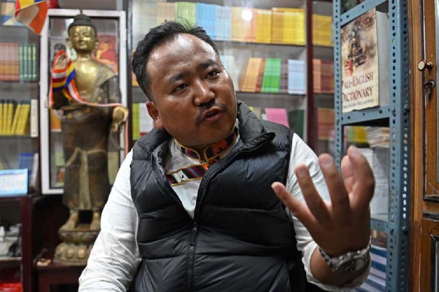 Gonpo Dhundup, the president of the Tibetan Youth Congress, in Calcutta.