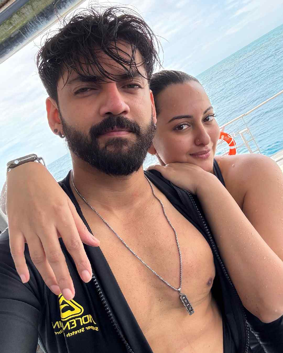 The couple clicked a selfie after a refreshing dip in the ocean. On the work front, Sonakshi was last seen in Aditya Sarpotdar’s Kakuda alongside Riteish Deshmukh and Saqib Saleem. 