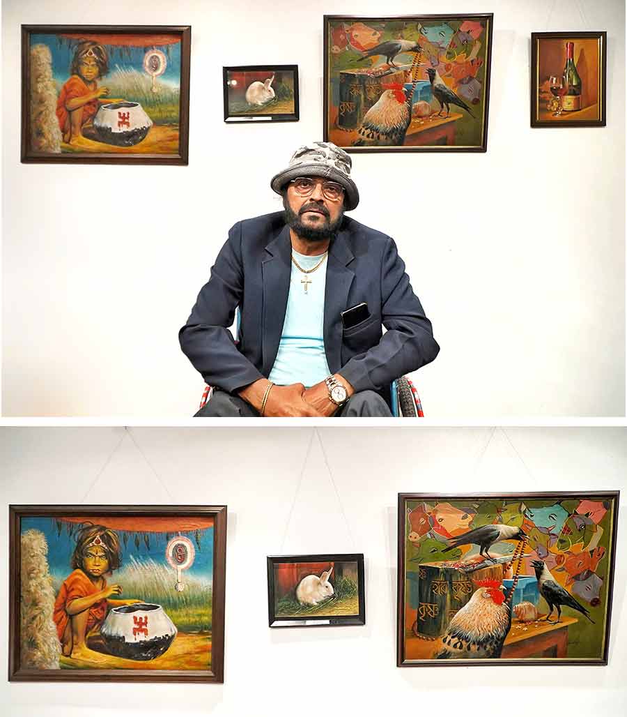 Somenath Chowdhury, who lost the functioning of his legs, said: ‘Art is my drug, if I didn’t have art I would have died. I would have nothing in my life if not for art.’ Somenath is the principal of Tulika Art & Culture. At 58, he has seen his fair share of battles but according to him, it is art that keeps him going. He dreamt of being a soldier but life had different plans for him. He has had the pleasure of painting a portrait for former Prime Minister Indira Gandhi, which he says is the best painting he has ever done. ‘That is a painting you have to see in person, even a picture of that painting will not do justice to it’