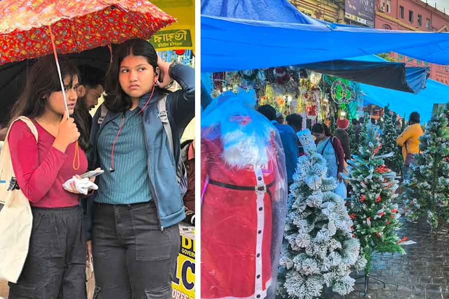 Intermittent rain could not dampen the spirit of shoppers in and around New Market on Saturday afternoon ahead of Christmas 