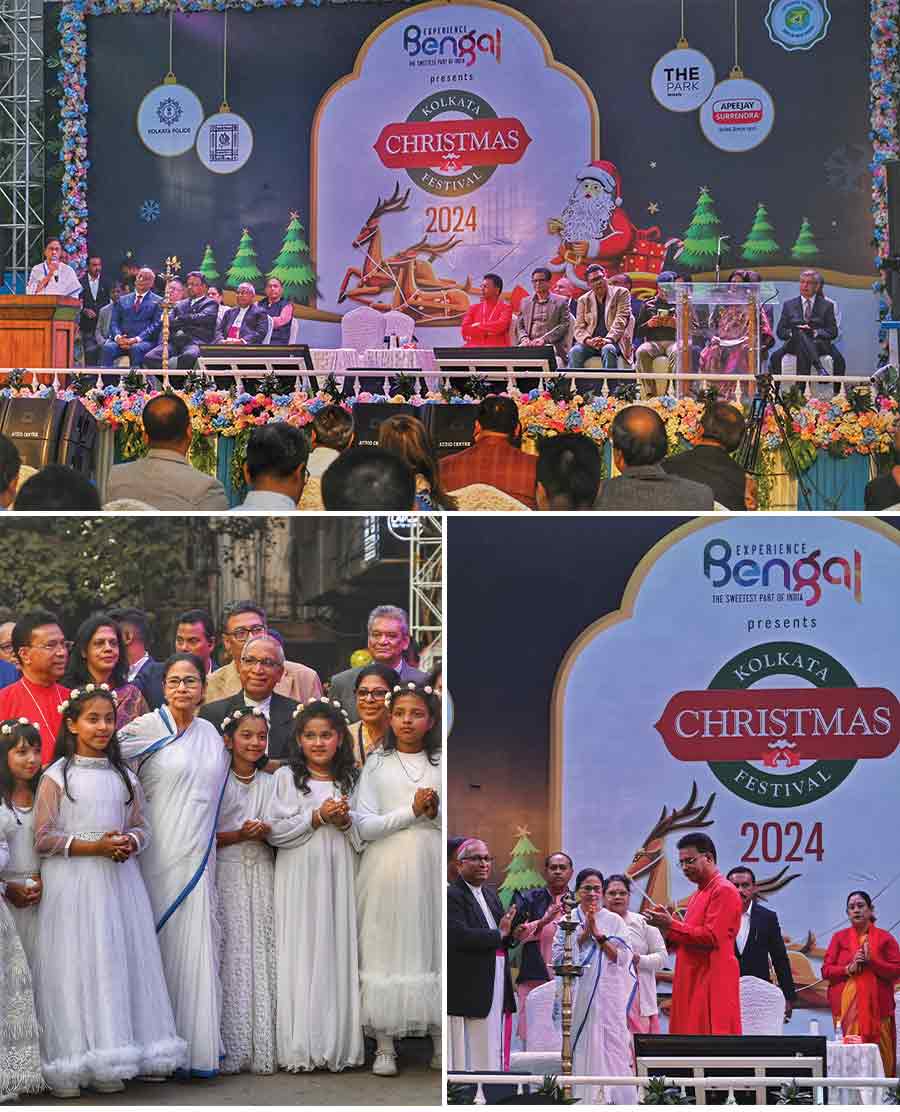 Chief minister Mamata Banerjee inaugurated the Kolkata Christmas Festival 2024 at Allen Park on December 19. Archbishop Thomas D'Souza and Bishop Paritosh Canning were present at the opening ceremony along with other state ministers and people from the Christian community  