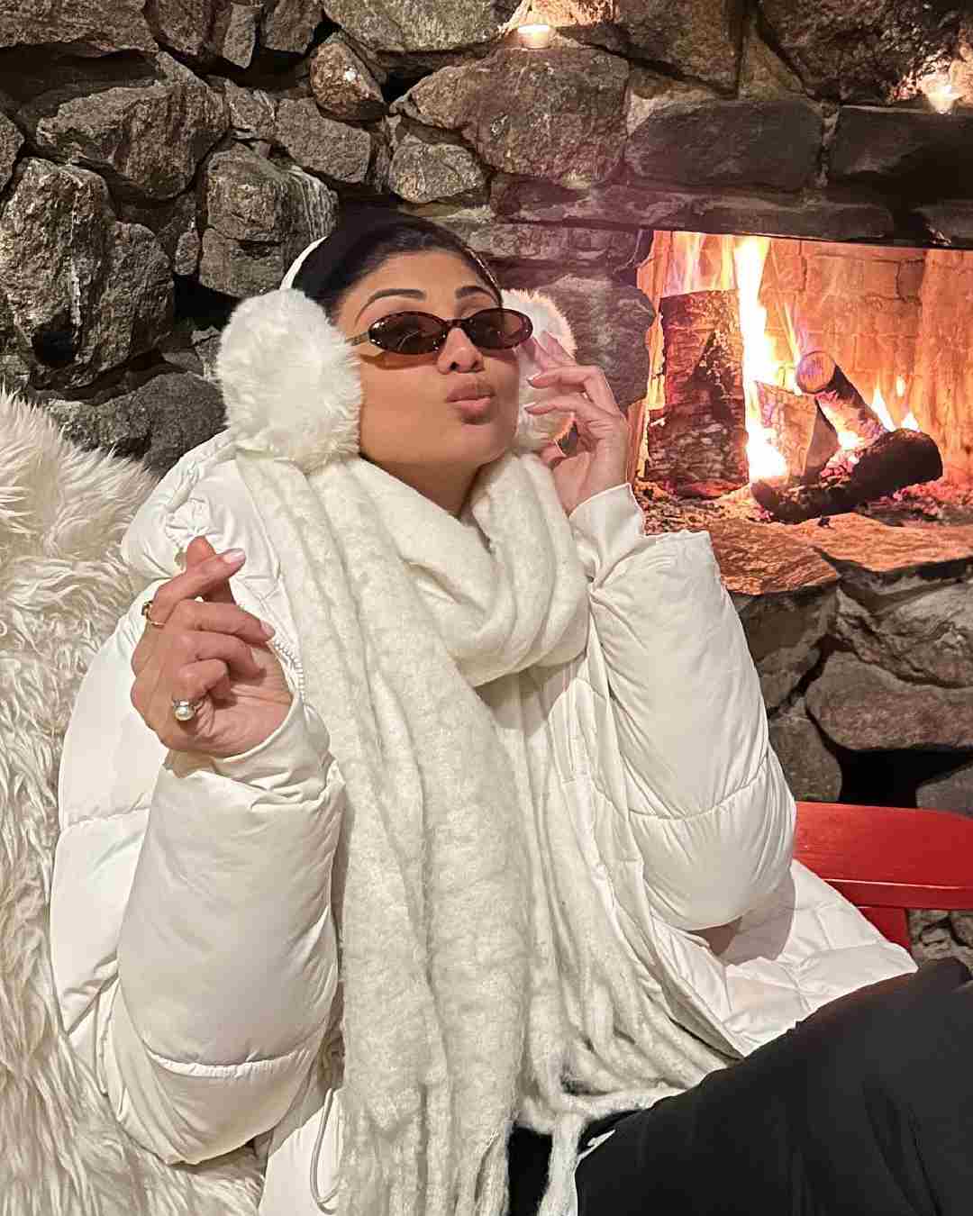 Like Soha, Shilpa Shetty embraced the spirit of Christmas in white during her Finnish getaway. 