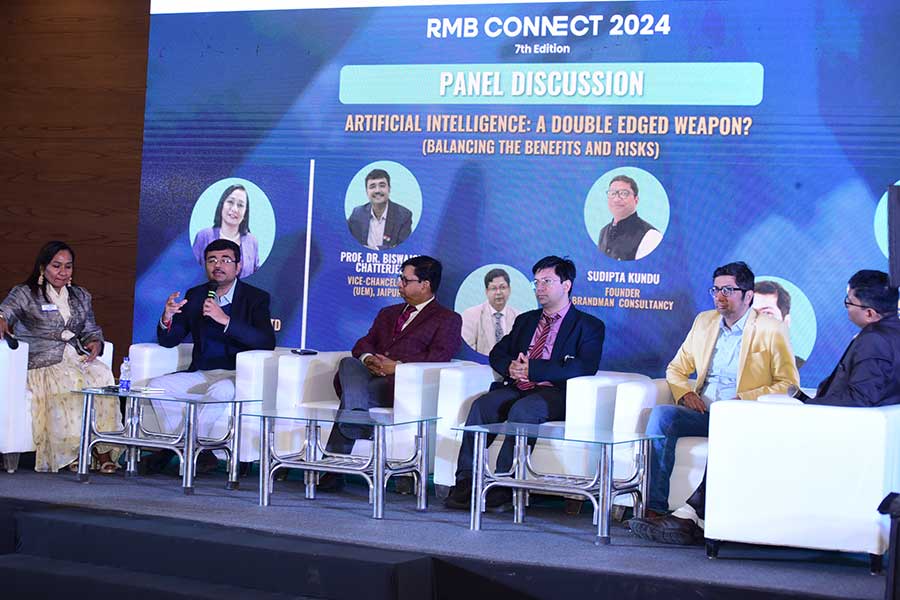 The event focused on networking and business related aspects that included a panel discussion on artificial intelligence: A double edged weapon? Moderated by Ruby Ray, the panelists were Biswajoy Chatterjee (vice-chancellor of University of Engineering & Management), Debashis Sen (ex-IAS), Sudipta Kundu (growth strategist), Ritesh Arora, and Satyajit Chakrabarti (pro-chancellor, UEM). The discussions surrounded the increase of AI in all forms of business, the good and the bad
