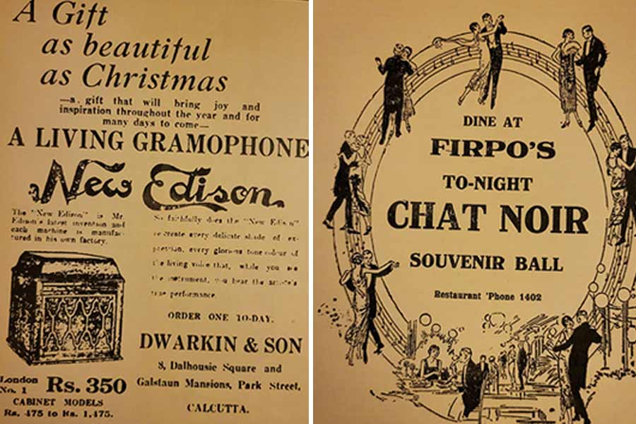 An advertisement for a phonograph and ‘wine-and-dine’ ad at Firpo’s