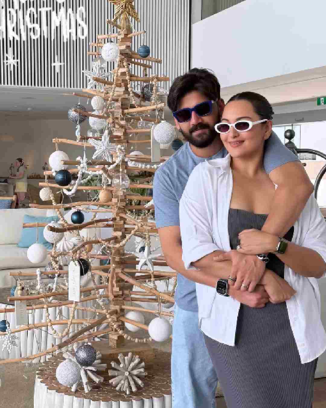 Actor-couple Sonakshi Sinha and Zaheer Iqbal, who recently celebrated their six-month marriage anniversary in Australia’s Daintree Rainforest, rang in Christmas in chic outfits. 