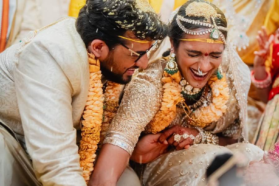 PV Sindhu at her wedding with Datta Venkata Sai