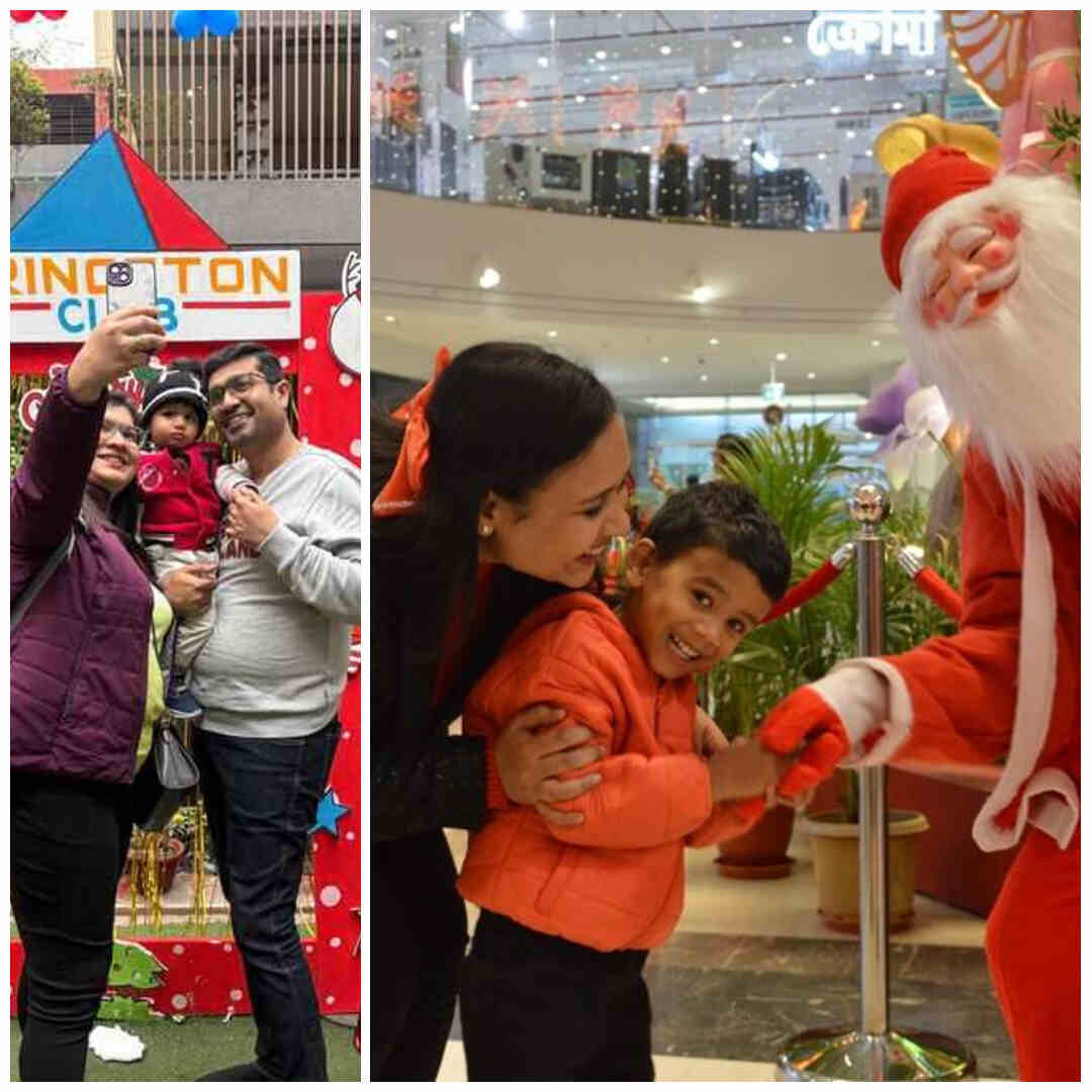 At Princeton Club on Prince Anwar Shah Road, children dressed as little Santas enjoyed a magical day, complete with a visit from Father Christmas and a captivating exhibition and (right) Santa Claus shakes hands with a shy child at The Christmas Carnival in Acropolis Mall. The carnival will run from December 24 to January 1