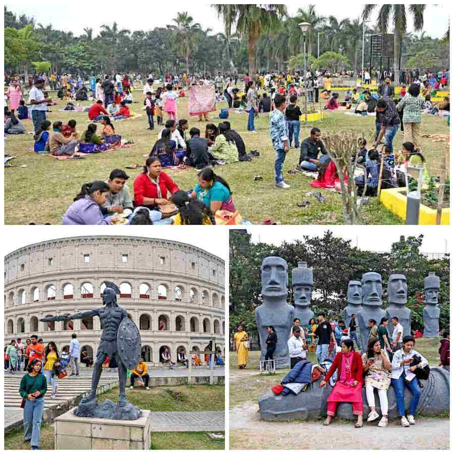 Christmas Day revellers made the most of their visit to the Seven Wonders of the World section of Eco Park at New Town