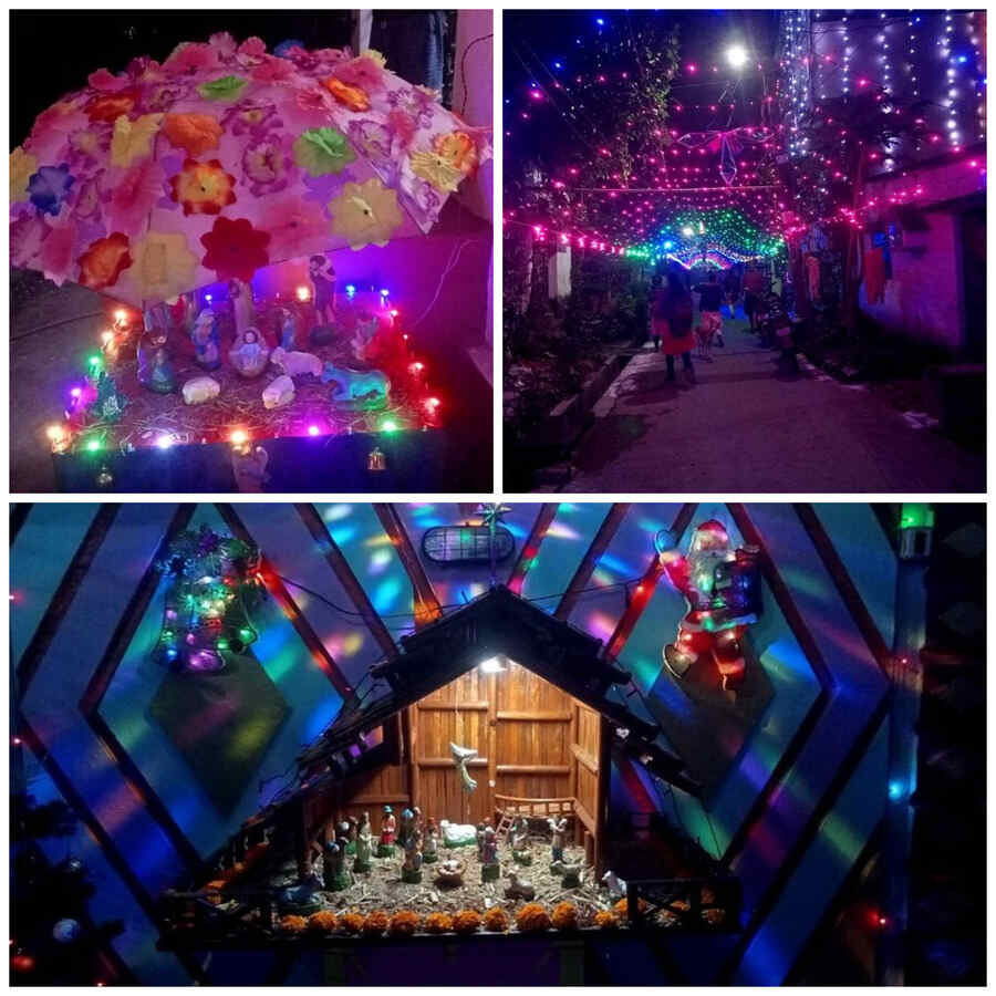 The Christian neighbourhood in Baruipur ward number 10 were decorated with festive lights and Nativity scene on Christmas Eve