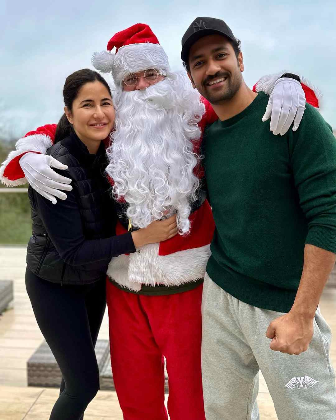 Actor-couple Katrina Kaif and Vicky Kaushal, who recently celebrated their third wedding anniversary, posed with Santa Claus for a picture. 