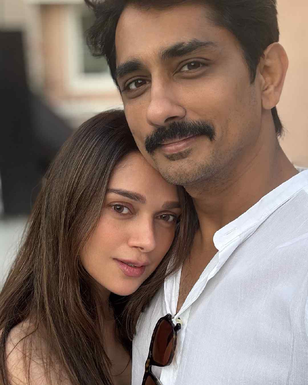 Actress Aditi Rao Hydari and actor Siddharth, who tied the knot for the second time in Rajasthan last month, embraced each other for a cosy picture on Christmas.
